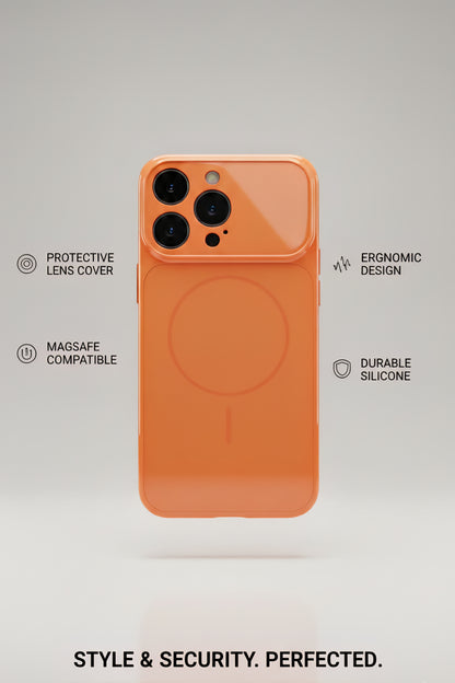 MagSafe Compatible Orange Glossy Converter Case for iPhone 15 Pro / 14 Pro – Sleek, Shockproof & Stylish Protection