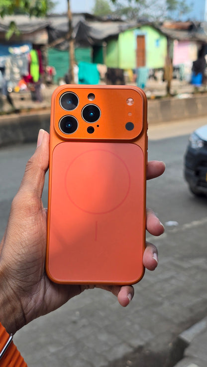 MagSafe Compatible Orange Glossy Converter Case for iPhone 15 Pro / 14 Pro – Sleek, Shockproof & Stylish Protection